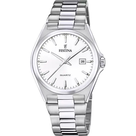 Festina Men's Elegant and Durable Classic Watch with White Steel Strap F20552/2