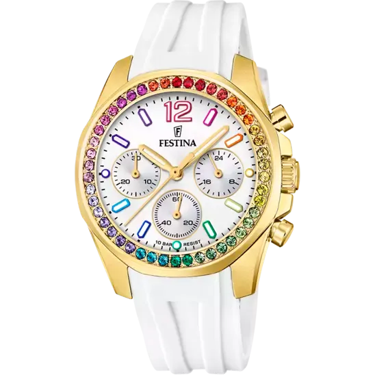 Festina Rainbow White Dial White Rubber Strap Women's Watch F20650/2