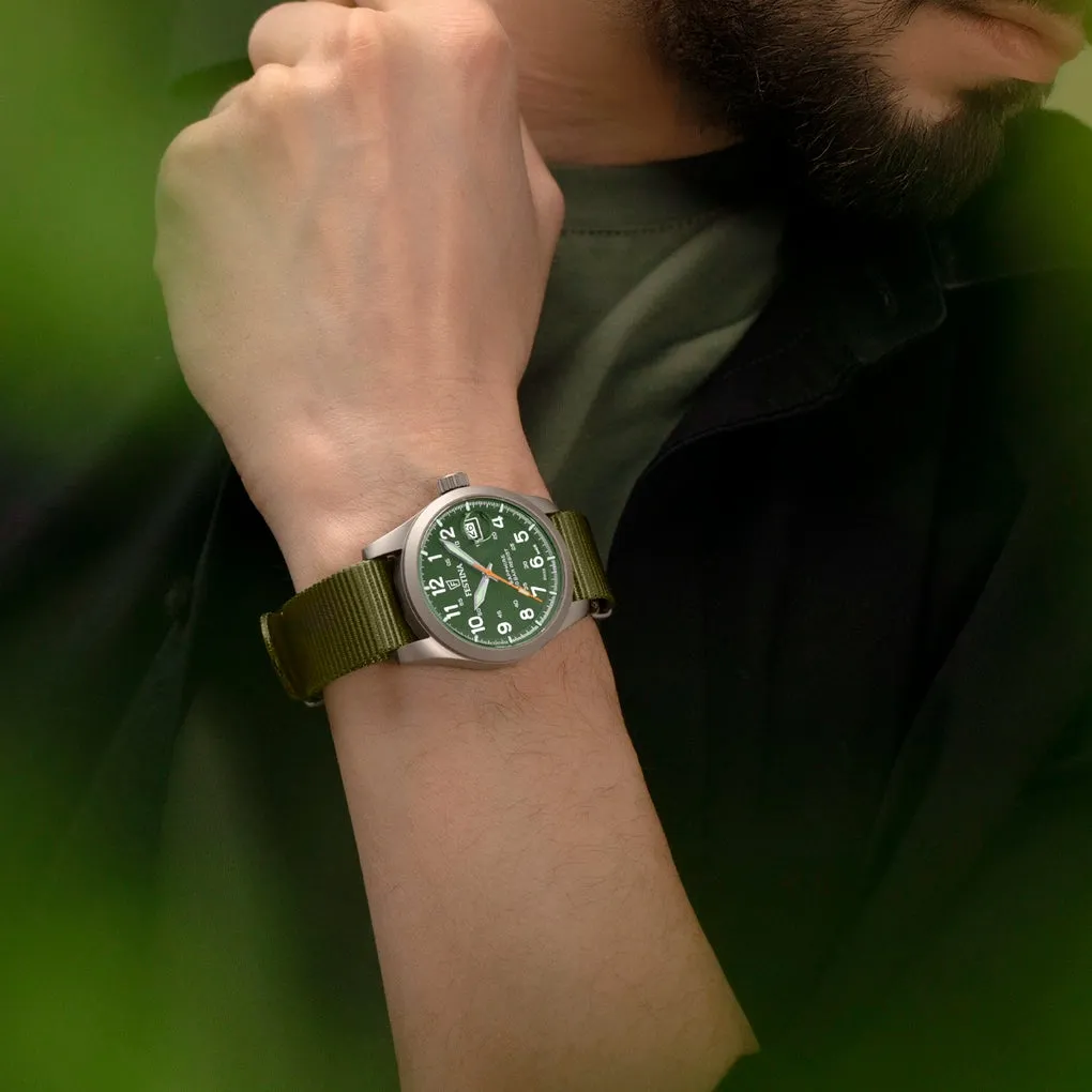 Festina Swiss Made Green Dial Nylon Strap Watch f20082/2