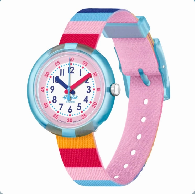 Flik Flak Stripy Pink Kids Watch FPNP113