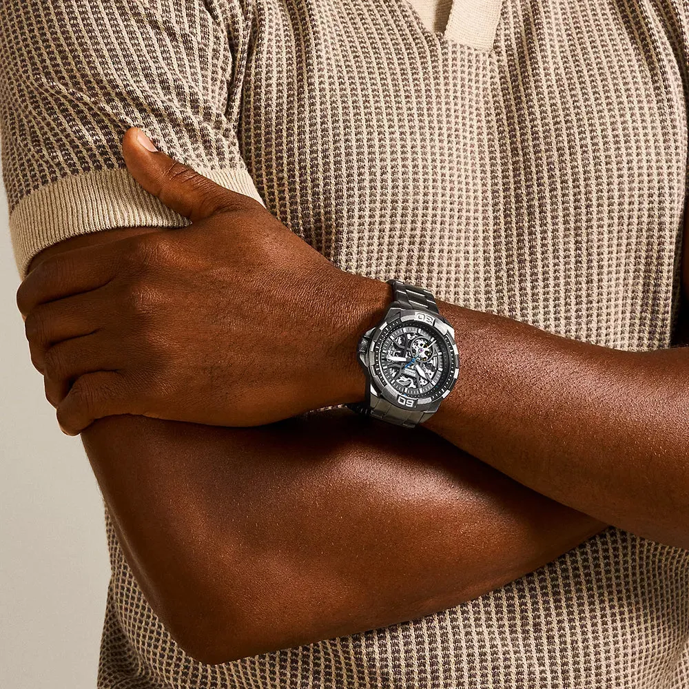 Fossil Bronson Smoke Grey Stainless Steel Mens Watch ME3218