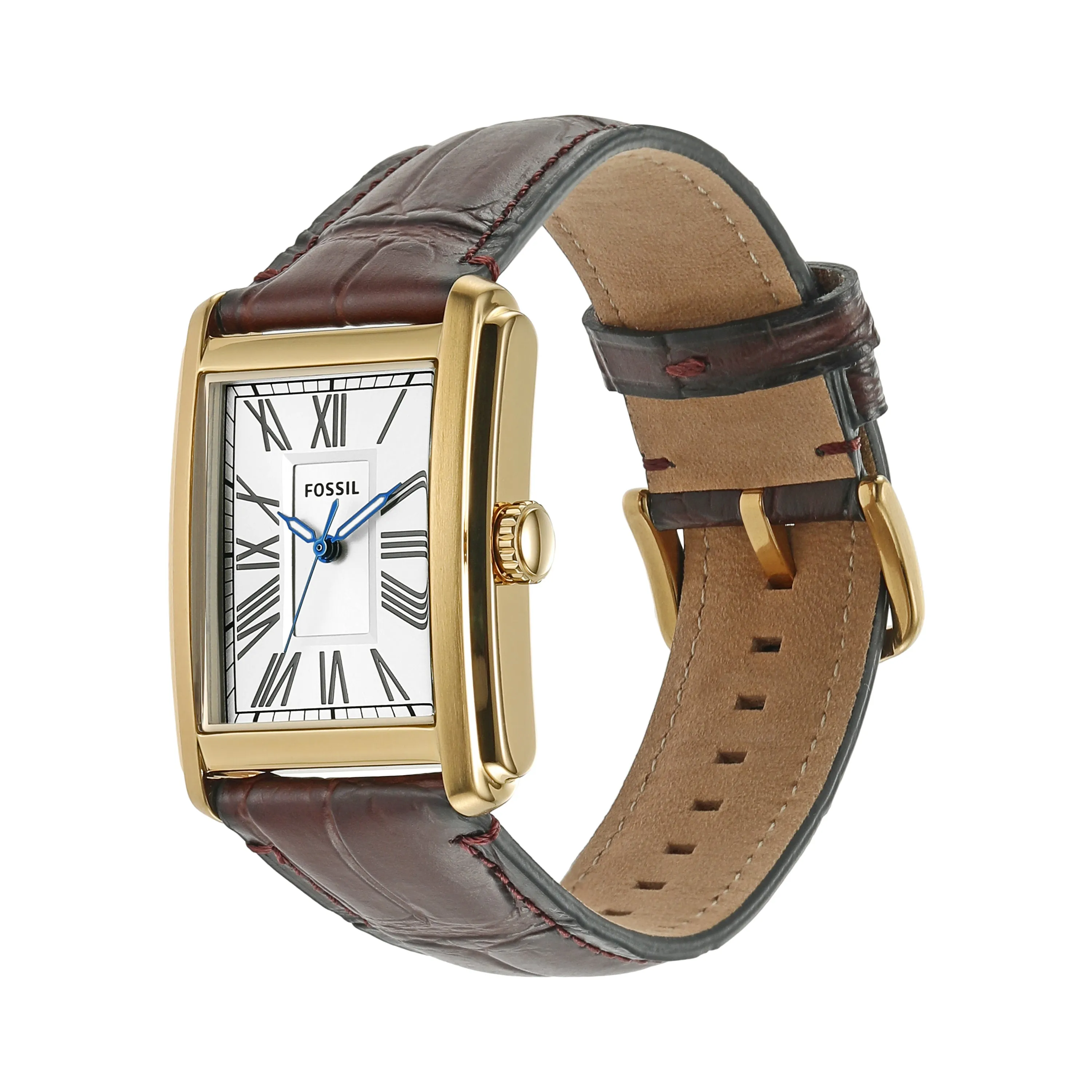 Fossil Carraway Three-Hand Brown Croco Leather Watch FS6011