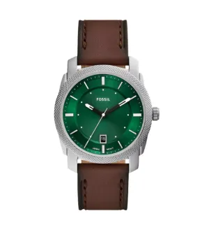Fossil Machine Brown Leather Strap Green Dial Watch FS6085