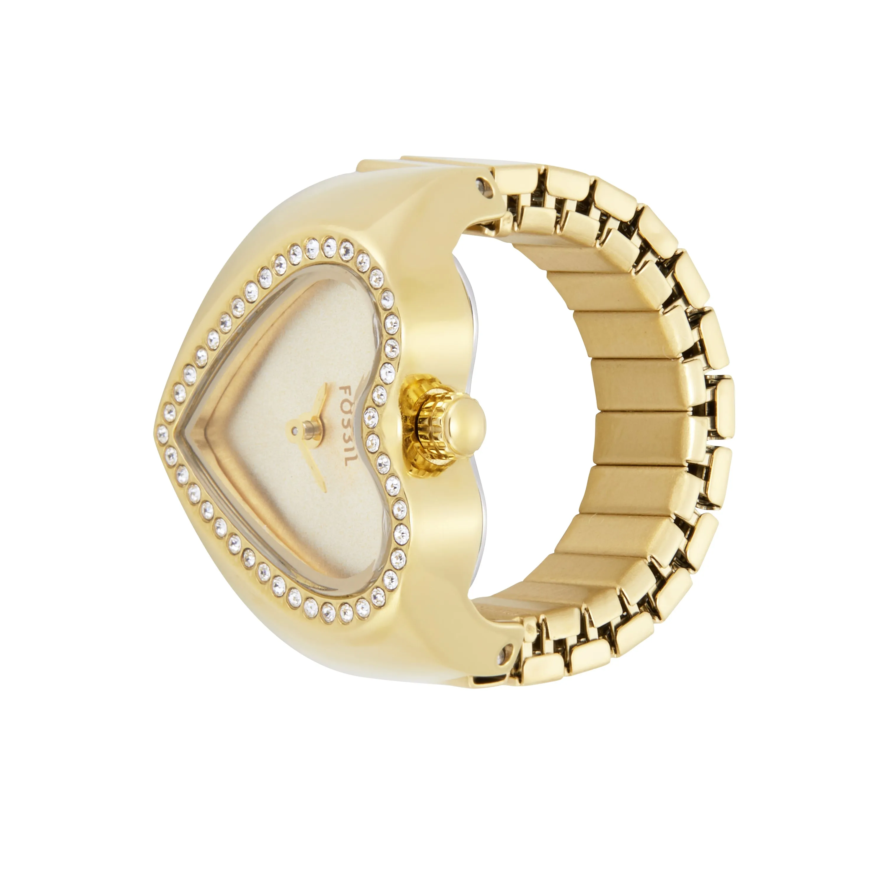 Fossil Two-Hand Gold Stainless Steel Ring Watch ES5407