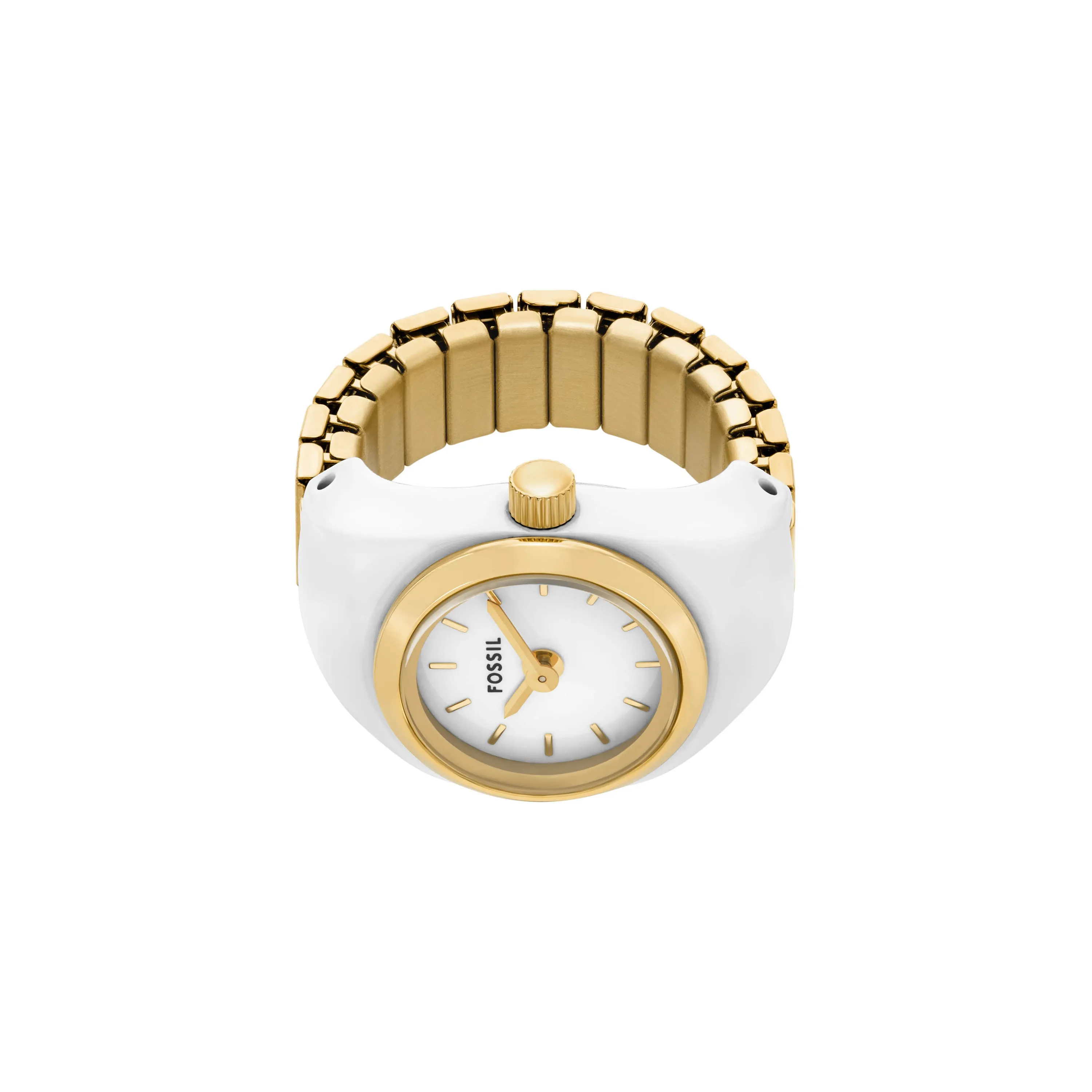 Fossil Two-Hand Gold Stainless Steel Ring Watch ES5412