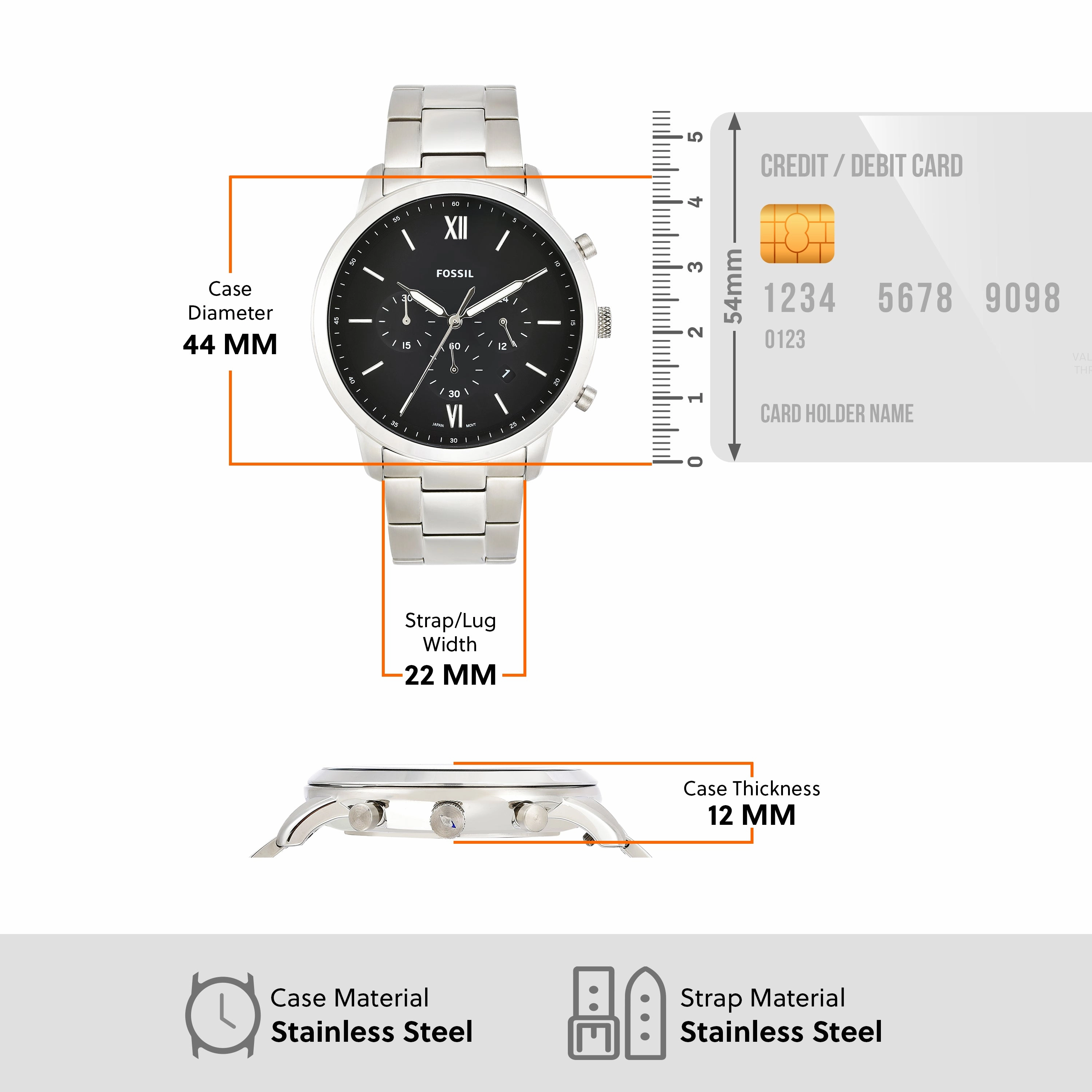 Fossil Neutra Chronograph Black Dial Stainless Steel Watch FS5384