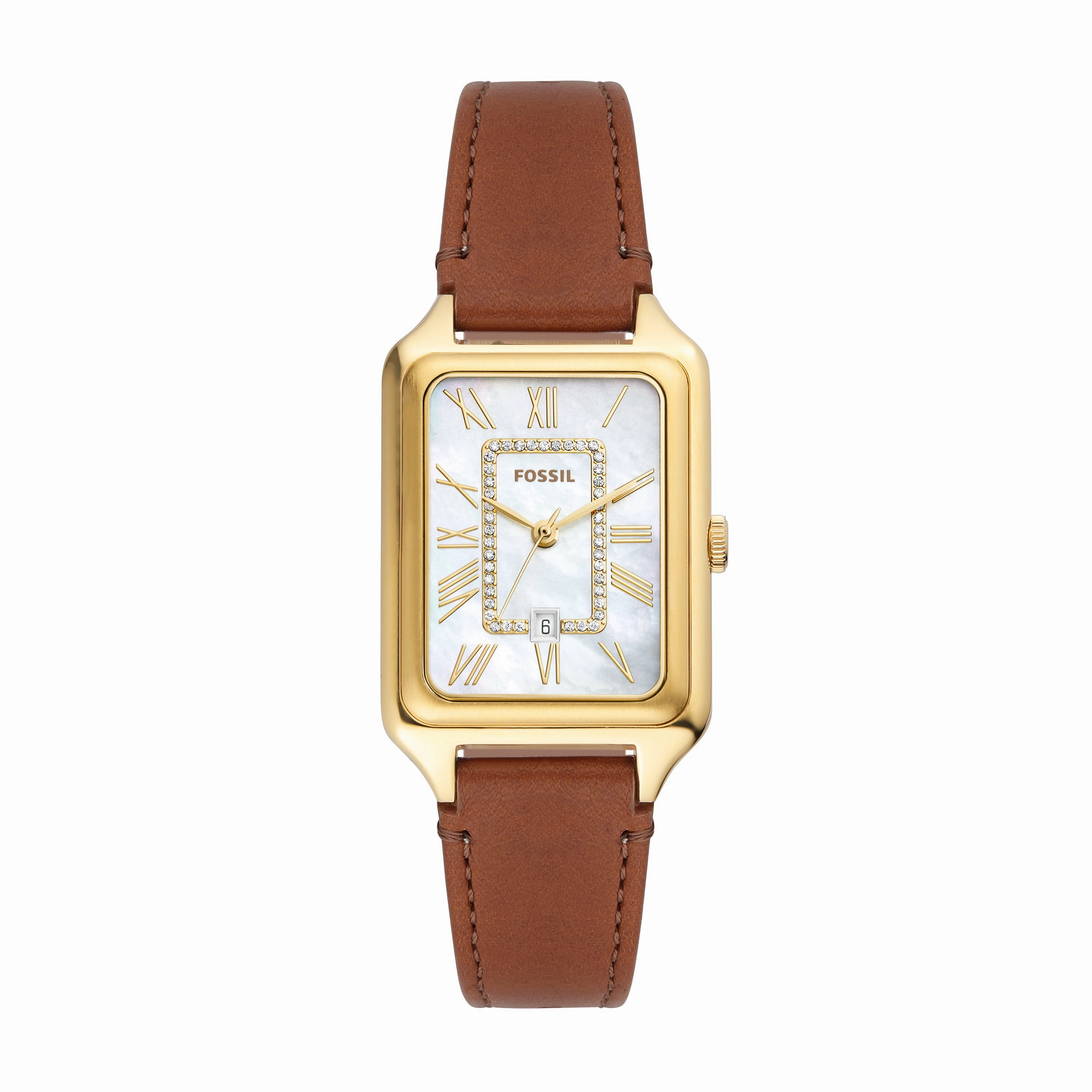 Fossil Raquel Brown Leather Band Mother of Pearl Dial Womens Watch ES5307