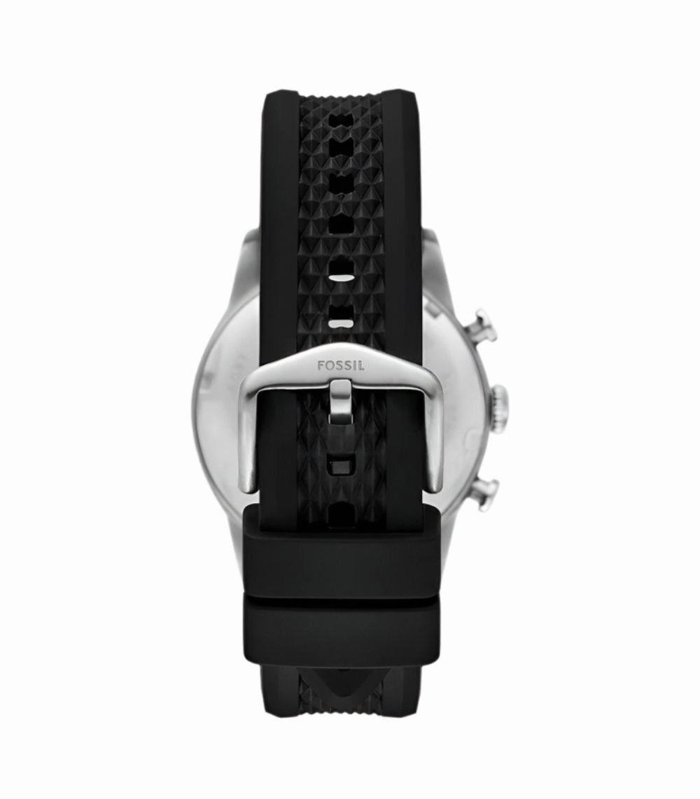 Fossil Sport Tourer Chronograph Black Silicone White Dial Watch FS6087