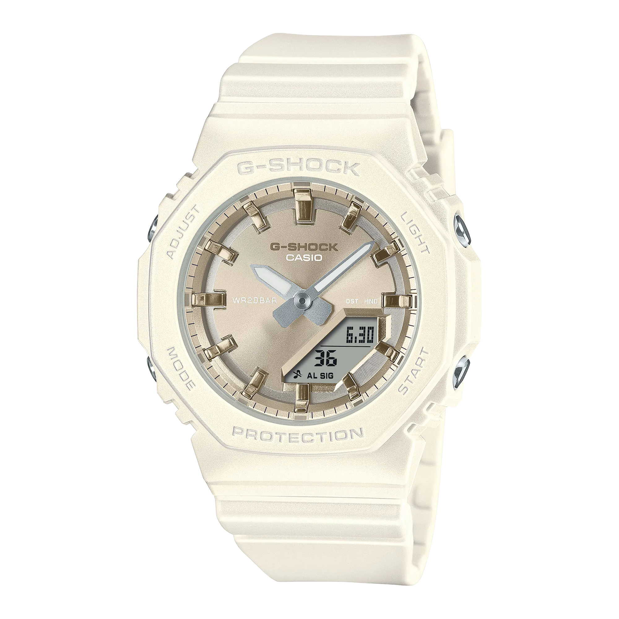 G-Shock Analog Digital Brown Dial White Resin Band Watch GMAP2100ST-7A