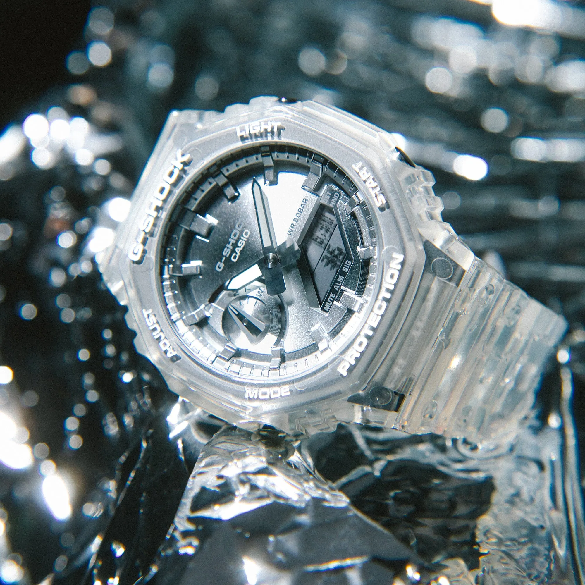 G-Shock Analog Digital Grey Dial Transparent Resin Band GA2100BM-7A8