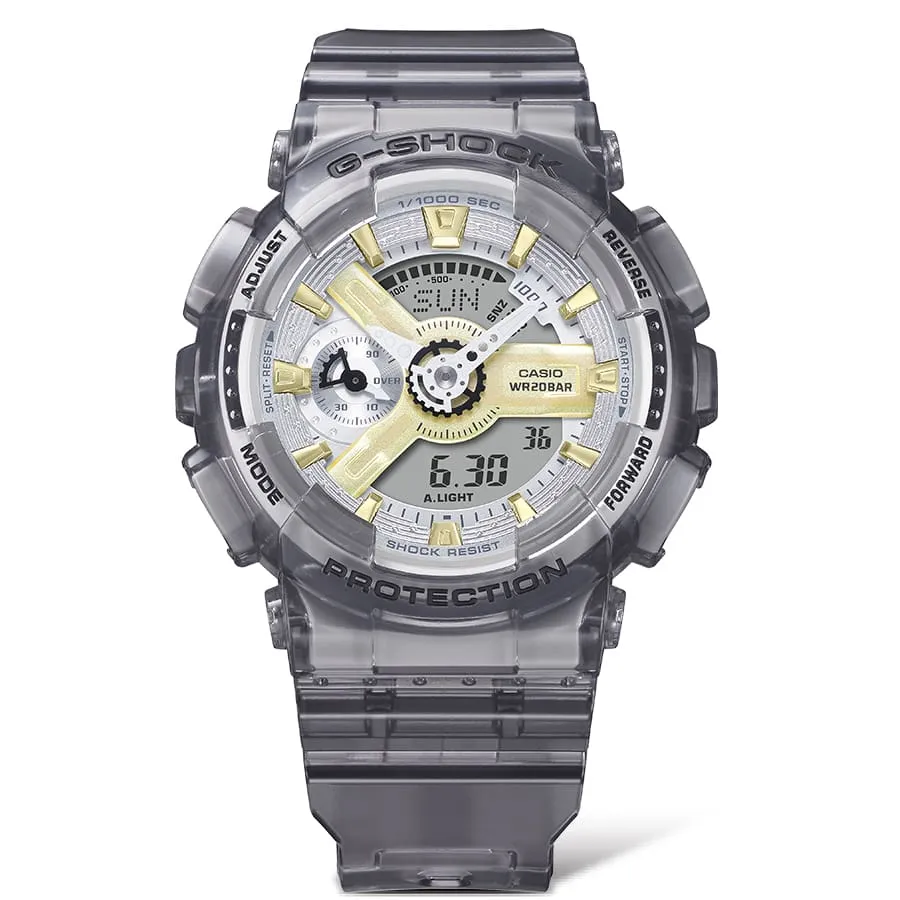 G-Shock Analog Digital Grey Dial Transparent Resin Band Watch GMAS110GS-8A