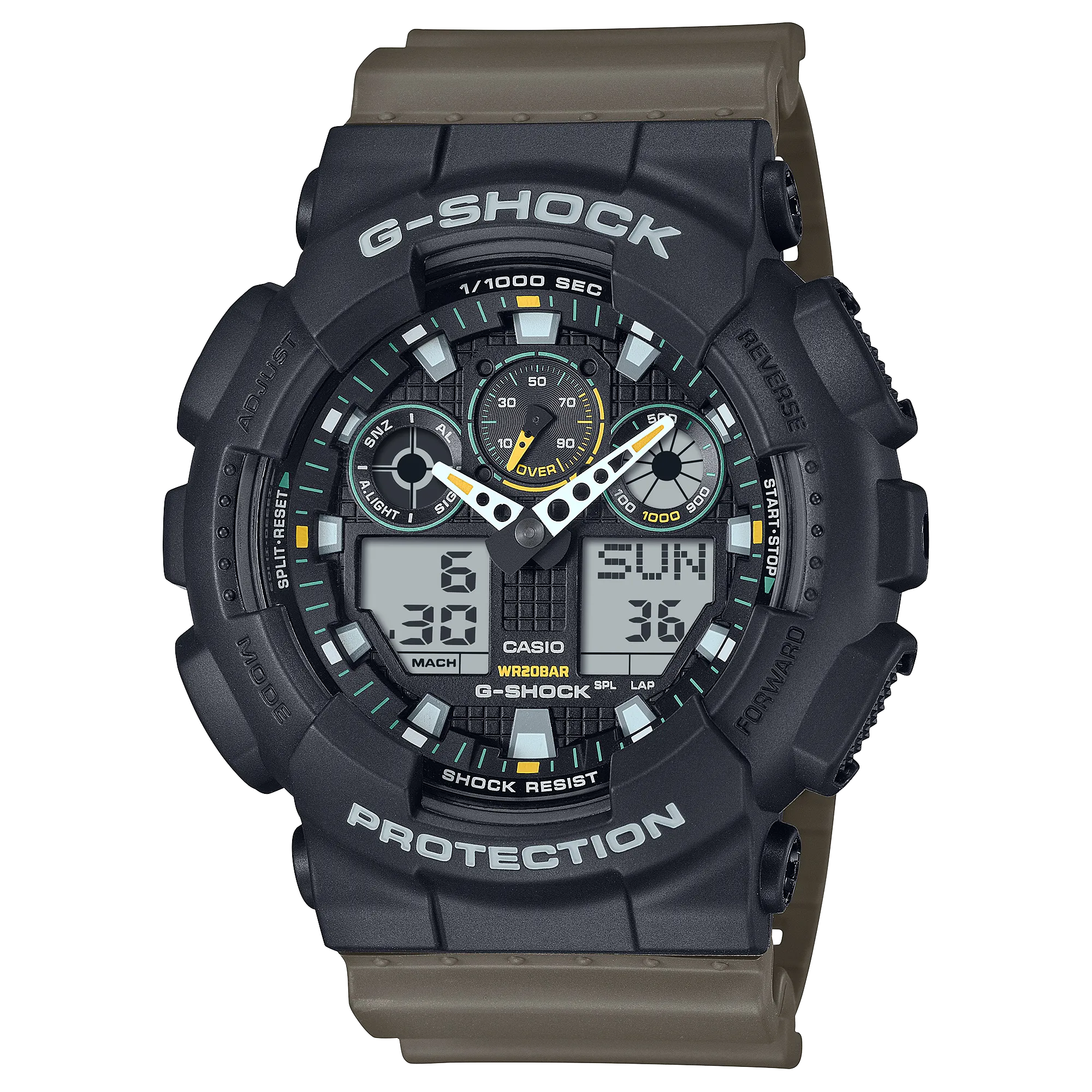 G-Shock Analog Digital Two-Tone Utility Colour Resin Band Watch GA100TU-1A3