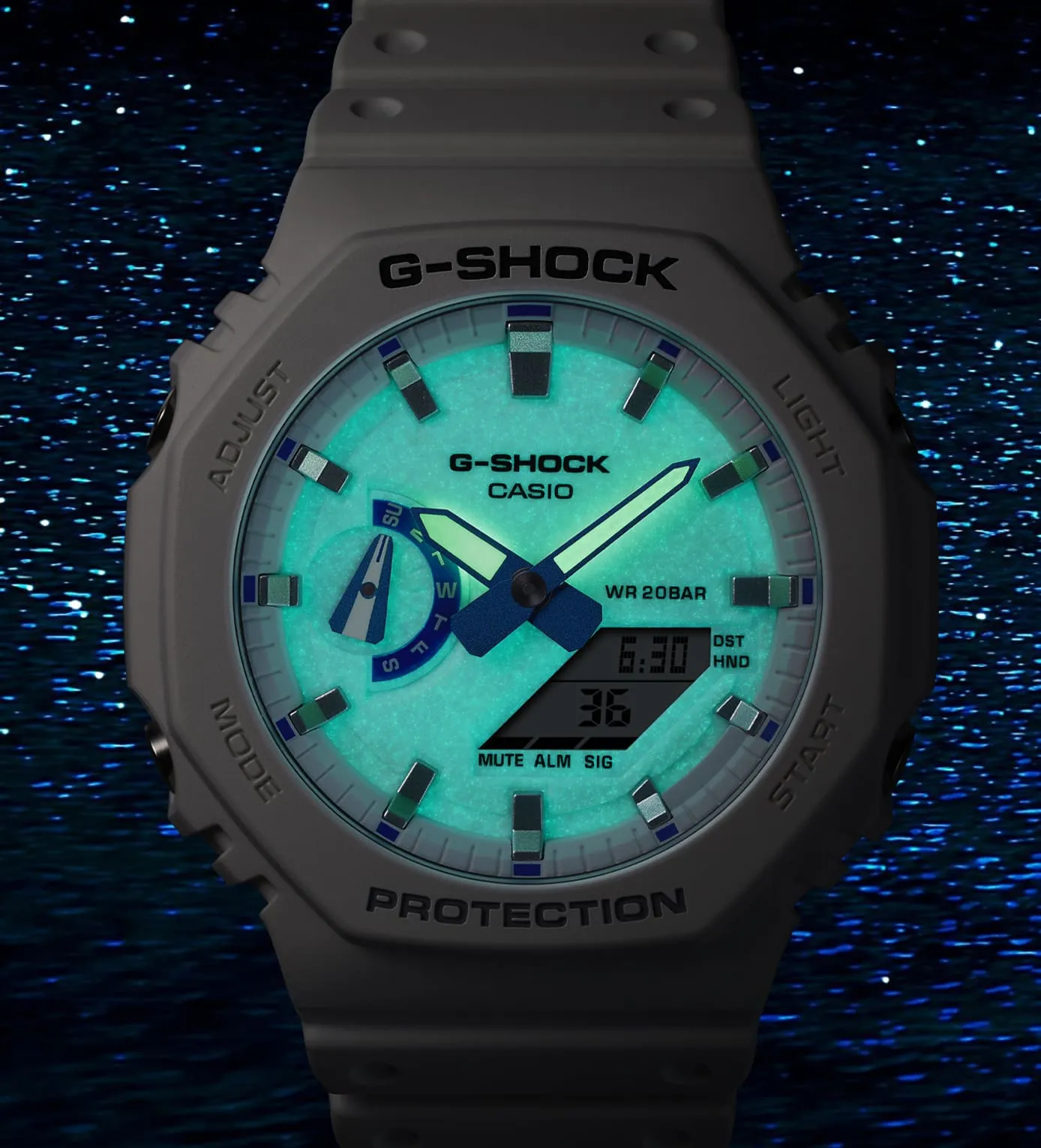 G-Shock Duo Sea of Star Glow White Resin Band Watch GA2100HDS-7A