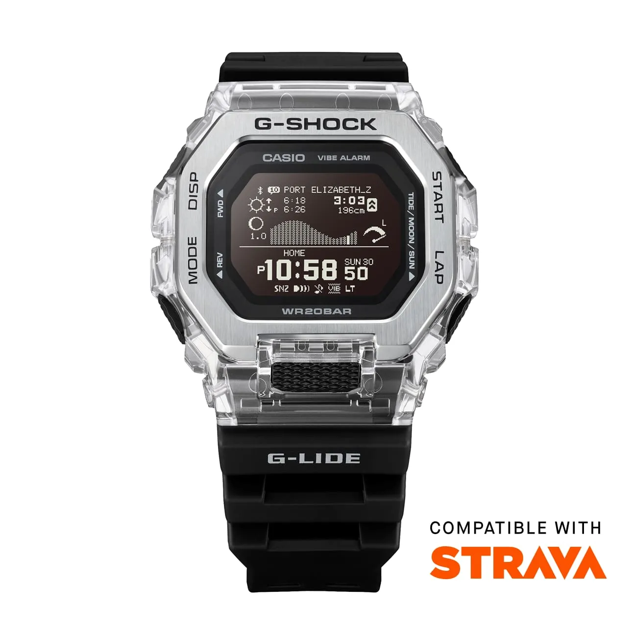 G-Shock GLIDE Gleaming Wave Black Dial Resin Band Watch GBX100S-1D
