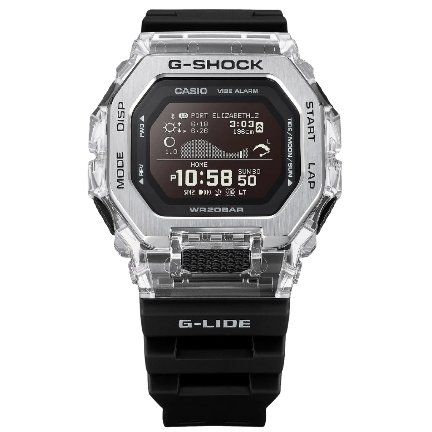 G-Shock GLIDE Gleaming Wave Black Dial Resin Band Watch GBX100S-1D