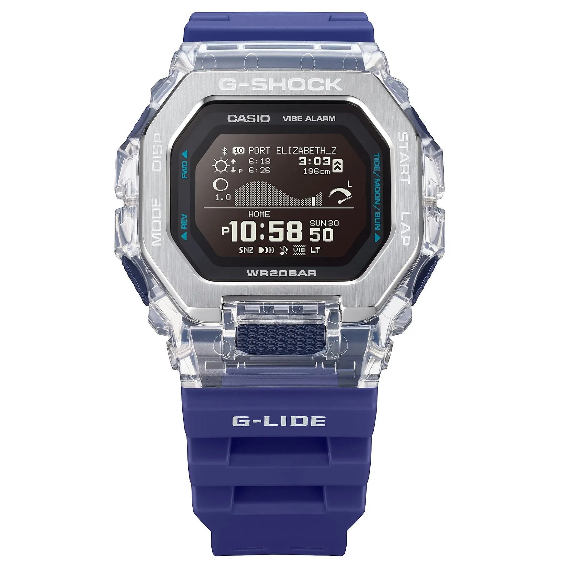 G-Shock GLIDE Gleaming Wave Blue Resin Band Watch GBX100S-2D