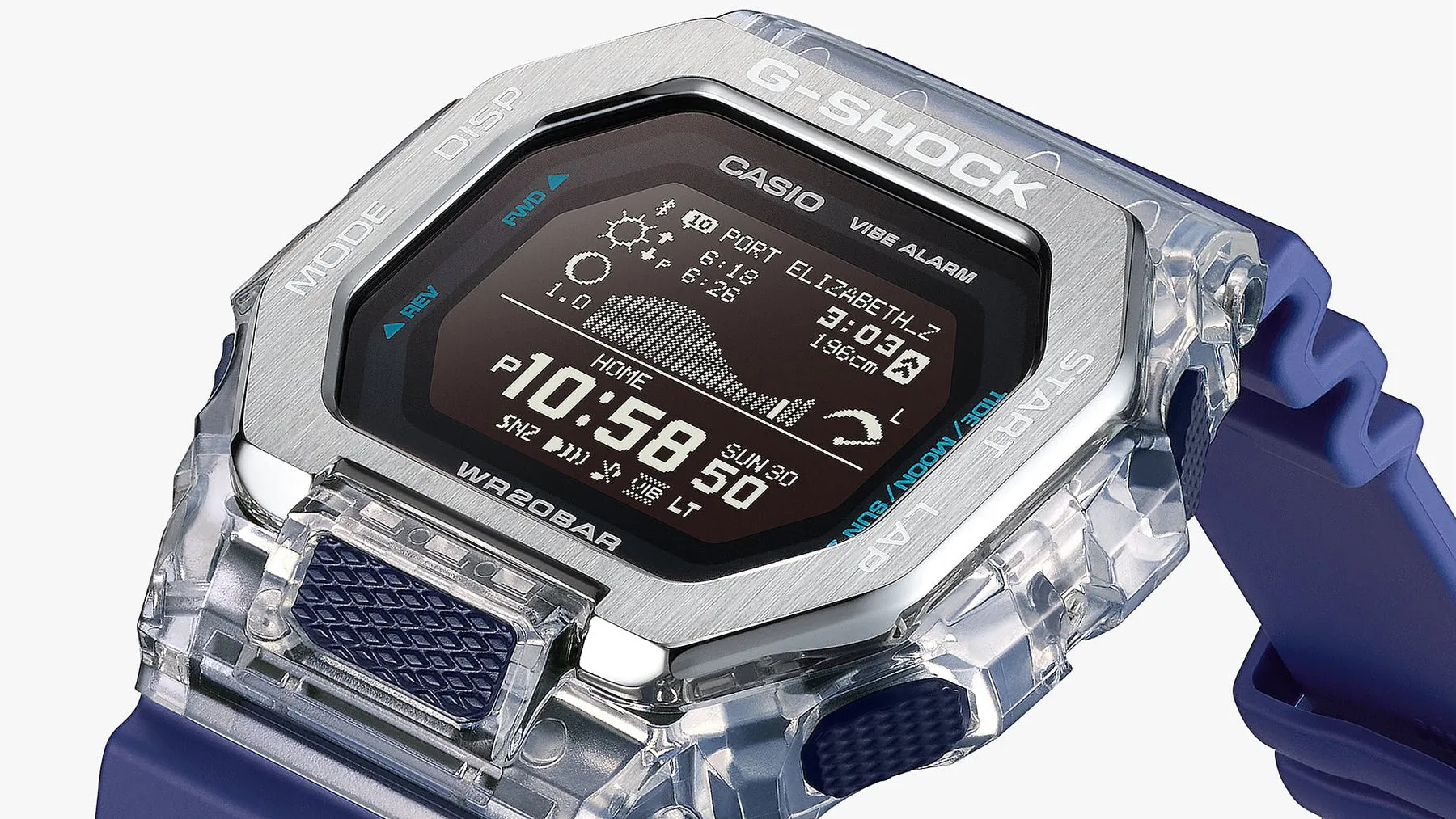 G-Shock GLIDE Gleaming Wave Blue Resin Band Watch GBX100S-2D