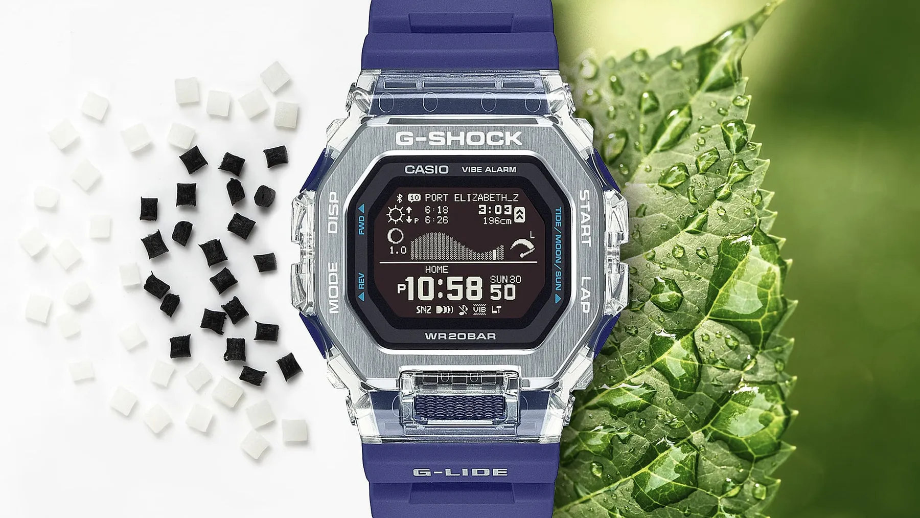 G-Shock GLIDE Gleaming Wave Blue Resin Band Watch GBX100S-2D