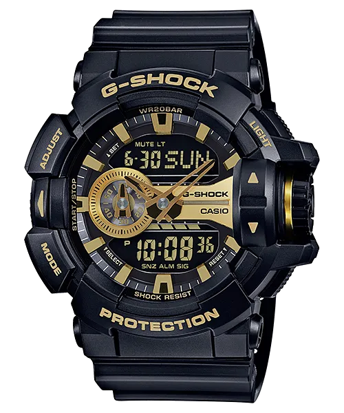 G-Shock Men's Rotary Switch Watch with Special Gold Accents GA400GB-1A9
