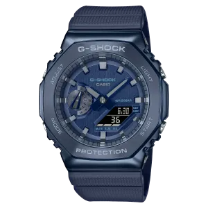 G-Shock Metallic Blue Stainless Steel Watch GM2100N-2A with Textured Wristband