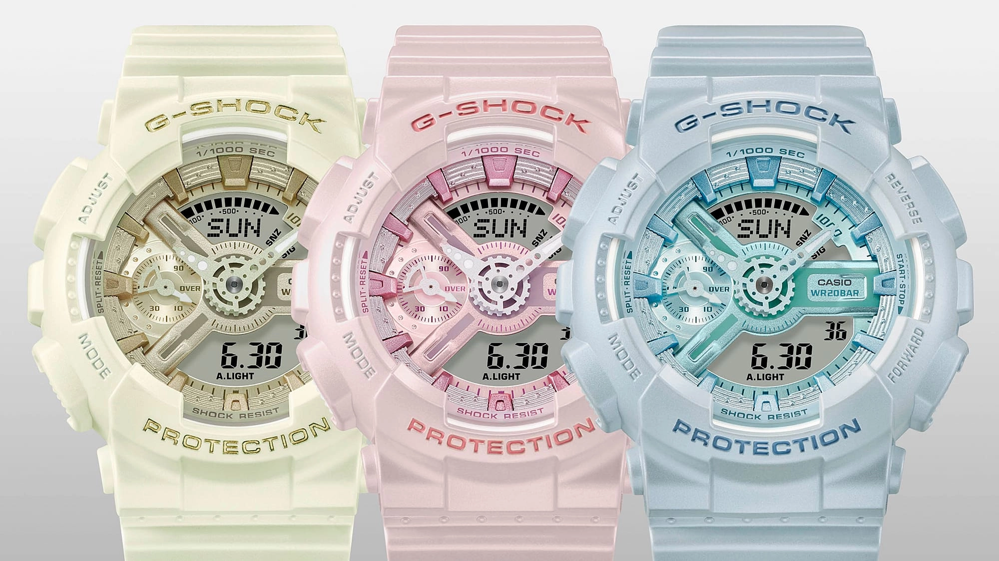 G-Shock Analog Digital White Dial White Resin Band Watch GMAS110ST-7A