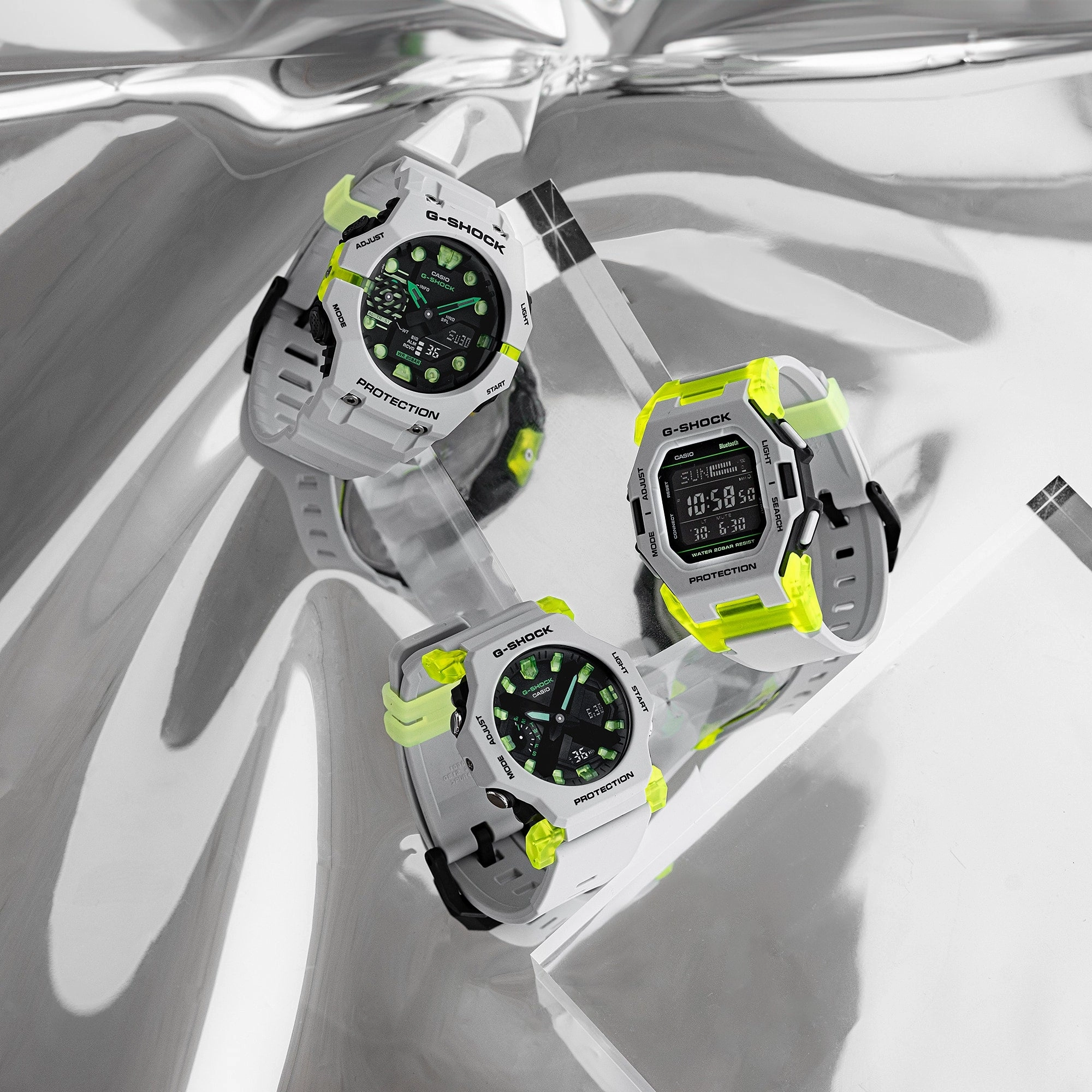 G-Shock Digital Analog Grey Dial White-Green Resin Band Watch GA2300MW-8A