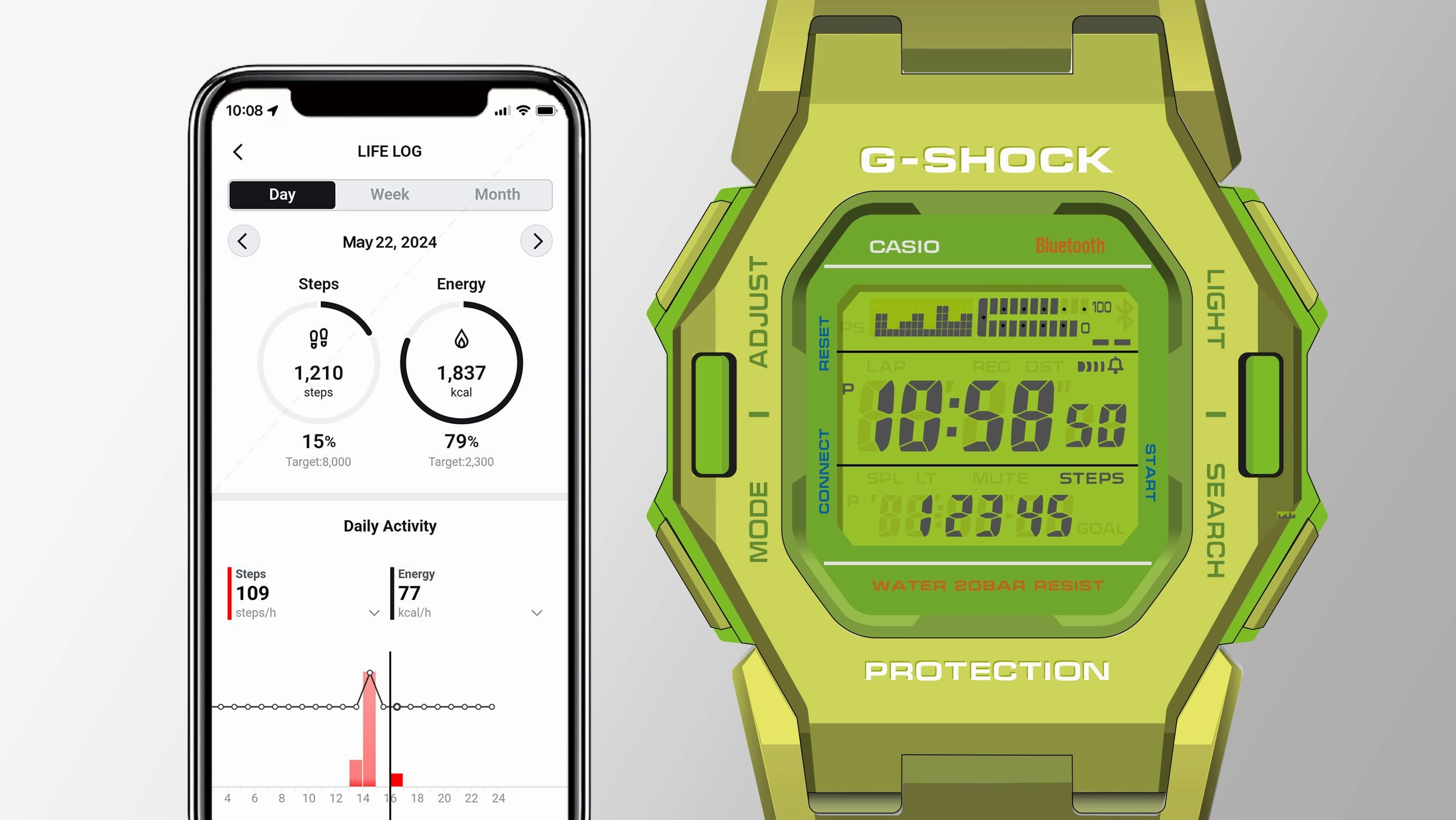 G-Shock Digital Green Resin Band Watch GDB500S-3D