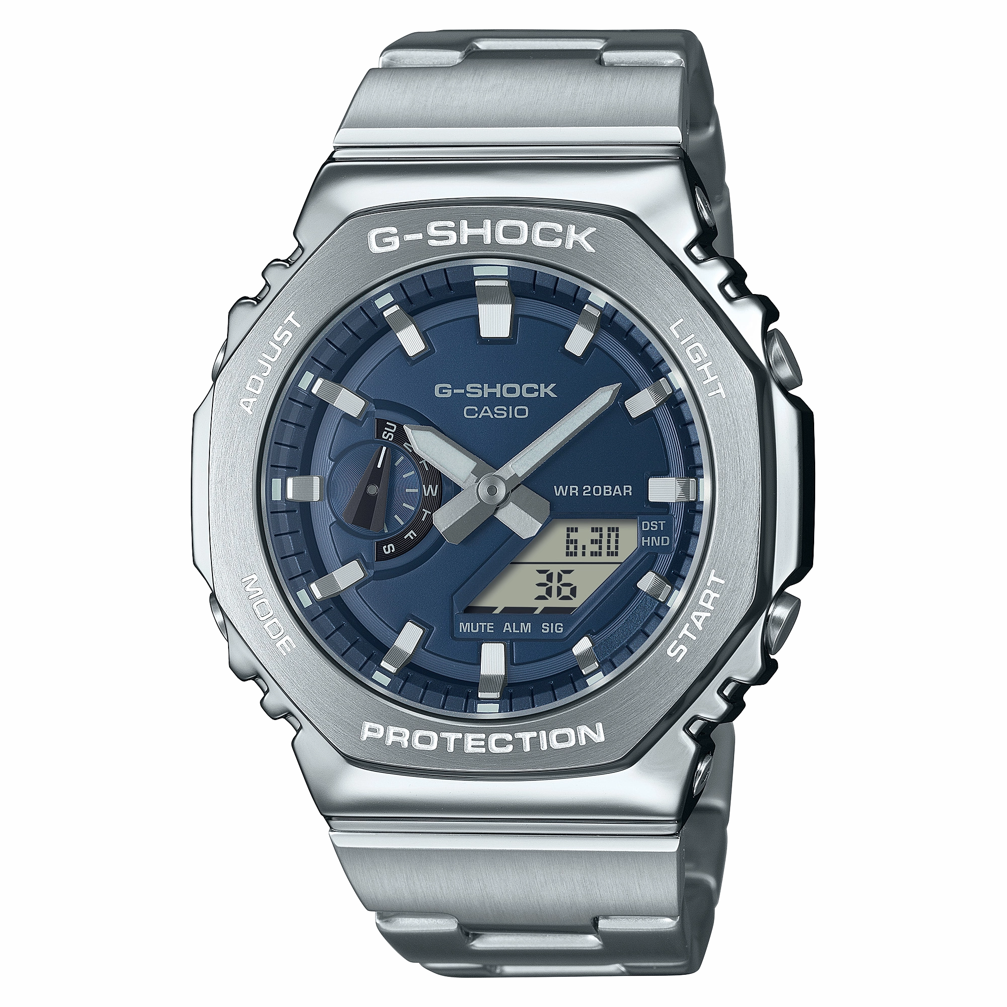 G-Shock G-Steel 2100 Series Blue Dial Stainless Steel Watch GM-2110D-2B