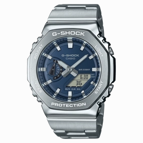 G-Shock G-Steel 2100 Series Blue Dial Stainless Steel Watch GM-2110D-2B