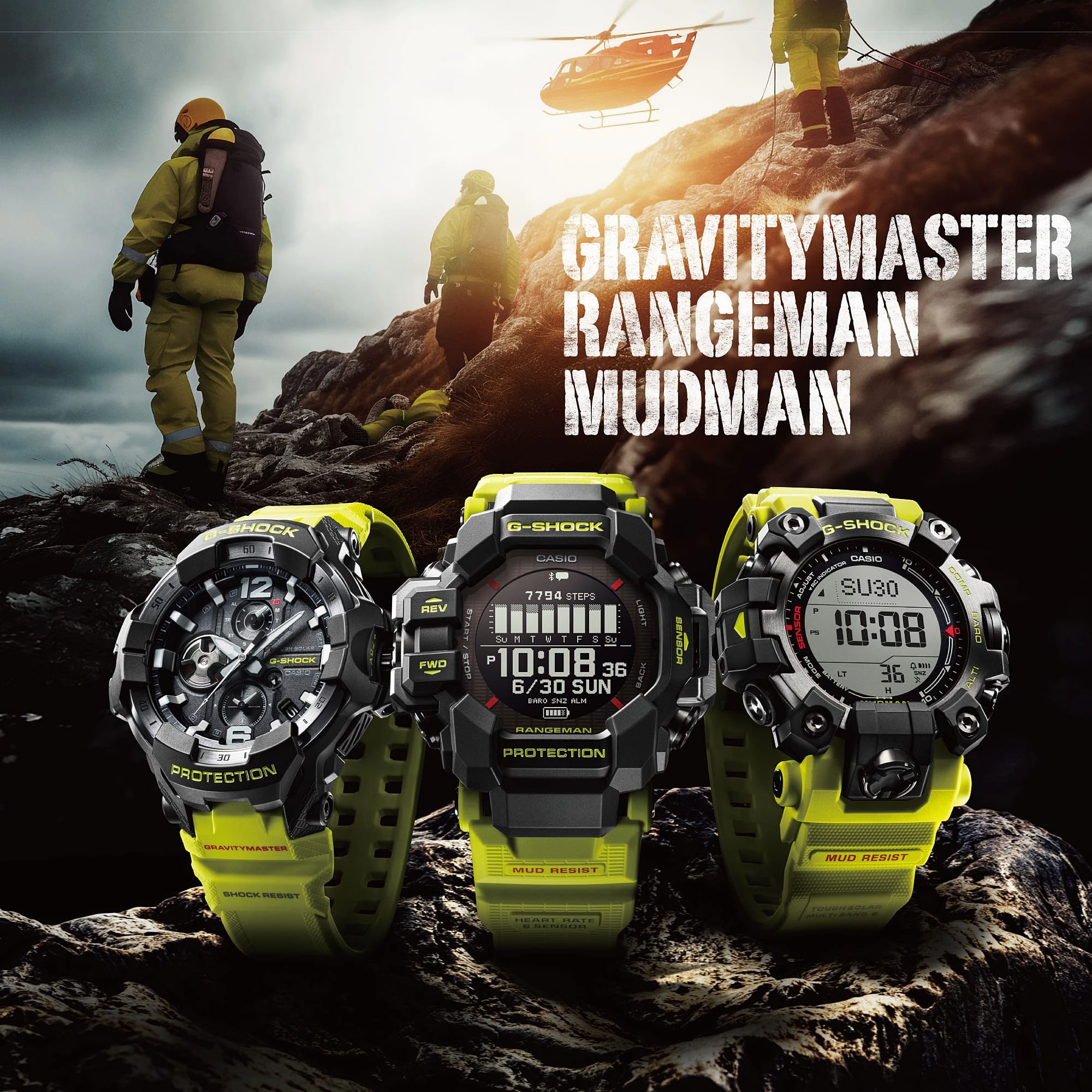 G-Shock Master of G line Grey Dial Green Resin Band Watch GW9500MRY-1A9