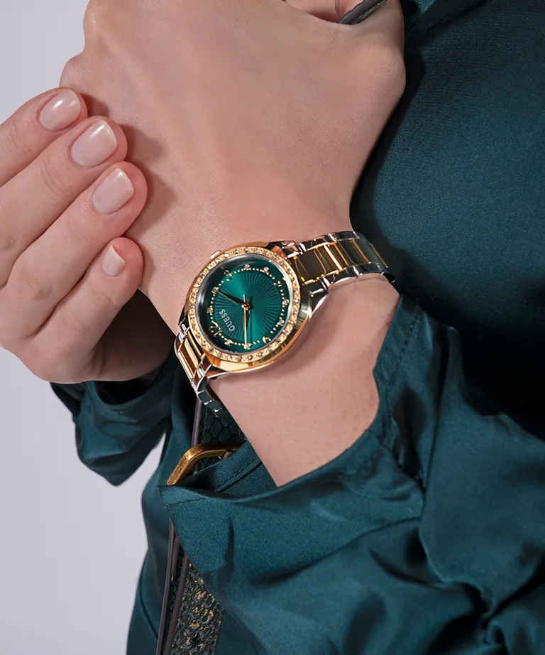 Guess Charlotte Green Dial Two Tone Analog Watch GW0767L4
