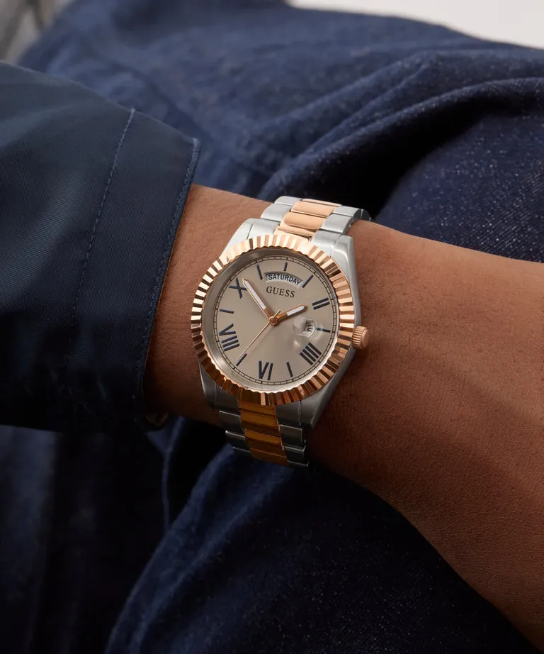 Guess CONNOISSEUR Silver Dial Two Tone Stainless Steel Watch GW0265G13