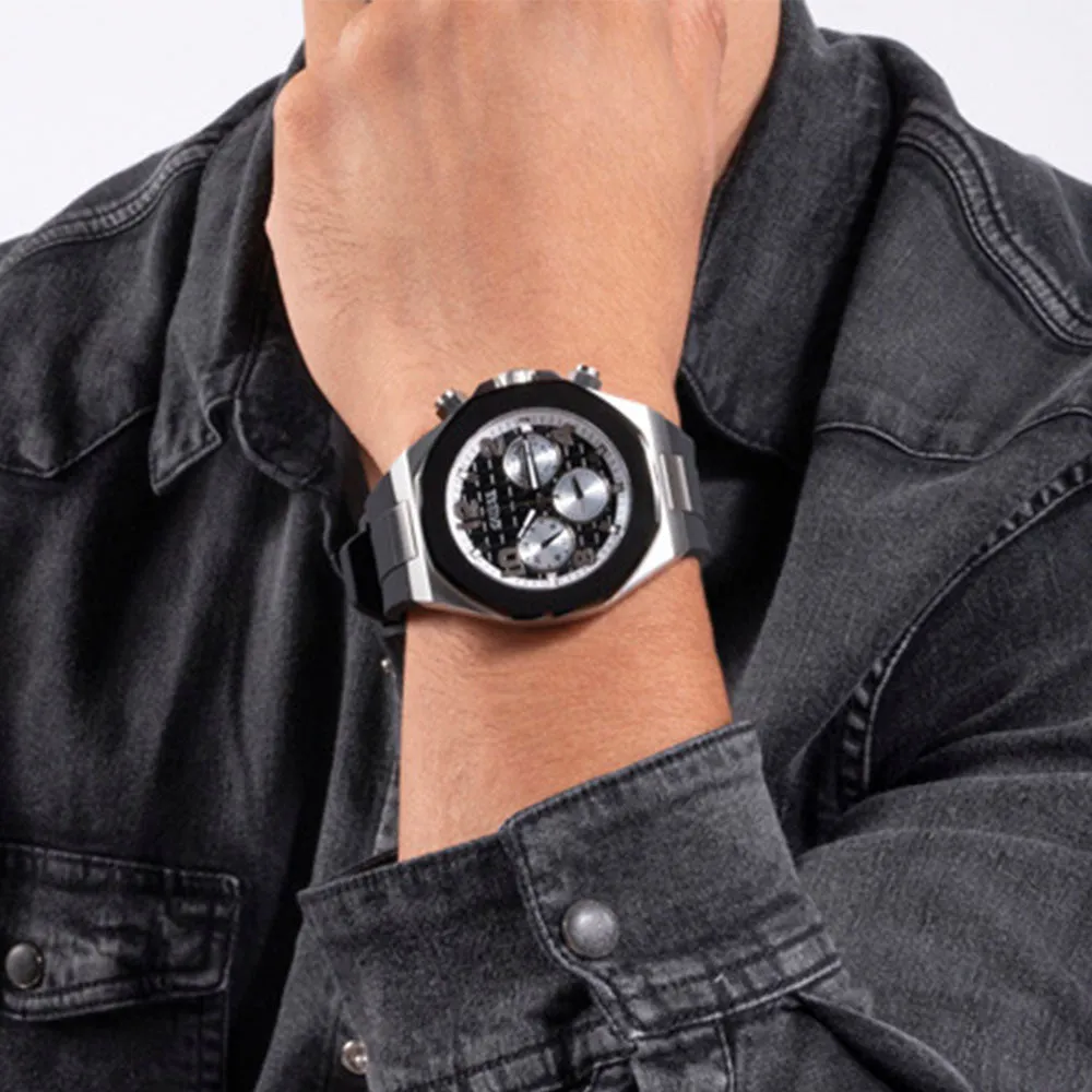 Guess Empire Black Dial Rubber Strap Watch GW0583G1