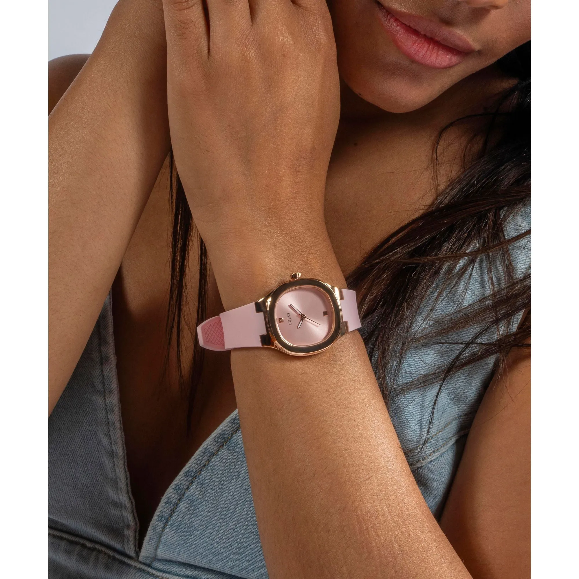 Guess Eve Dress Pink Rose Gold Tone Watch GW0658L2