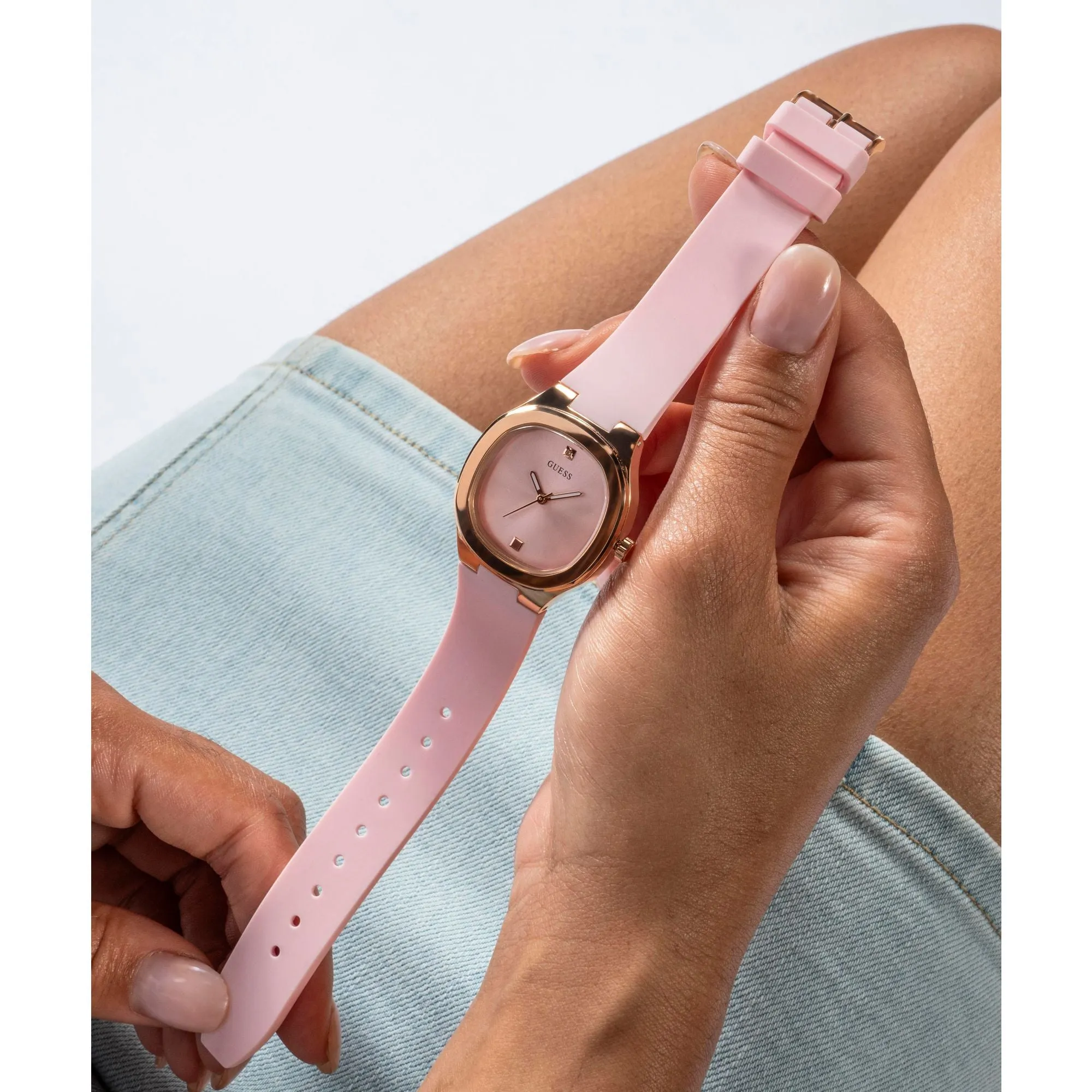 Guess Eve Dress Pink Rose Gold Tone Watch GW0658L2