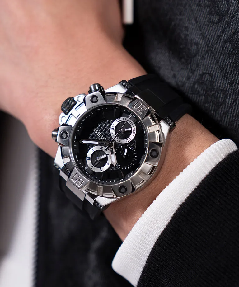 Guess Ignite Black Silver Tone Multi-function Watch GW0802G1