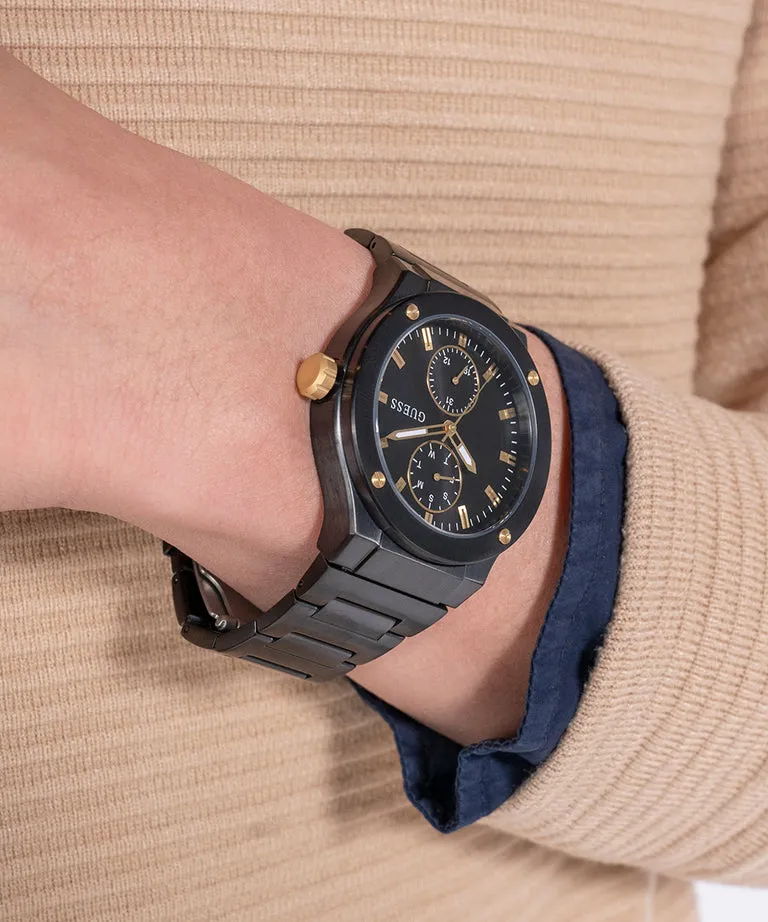 Guess Jet Black Dial Black Bracelet Multi-function Watch GW0795G3