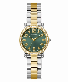 Guess Fawn G2T Green Dial Two Tone Analog Watch GW0686L2