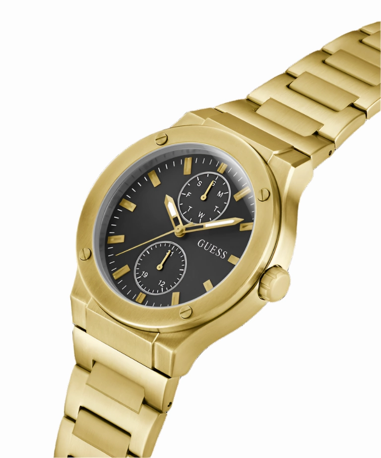 Guess Jet Black Dial Gold Bracelet Multi-function GW0795G4
