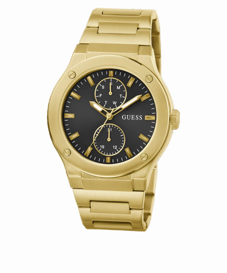 Guess Jet Black Dial Gold Bracelet Multi-function GW0795G4