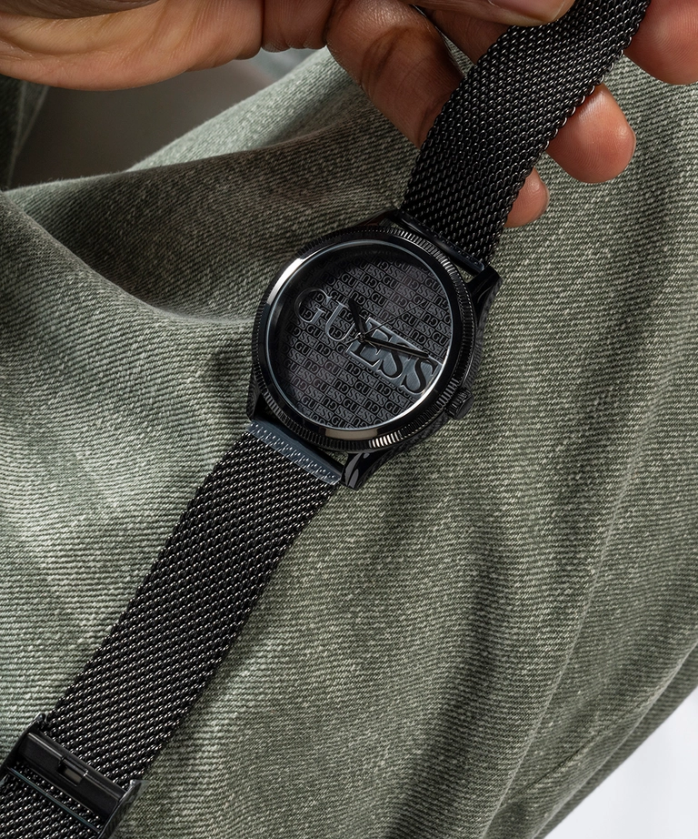Guess Reputation Black Dial Black Tone Analog Watch GW0710G3