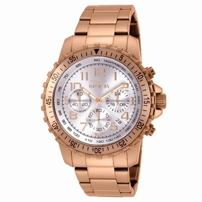 Invicta 11368 Men's Specialty Pilot Silver Dial Rose Gold Plated Stainless Steel Chronograph Watch