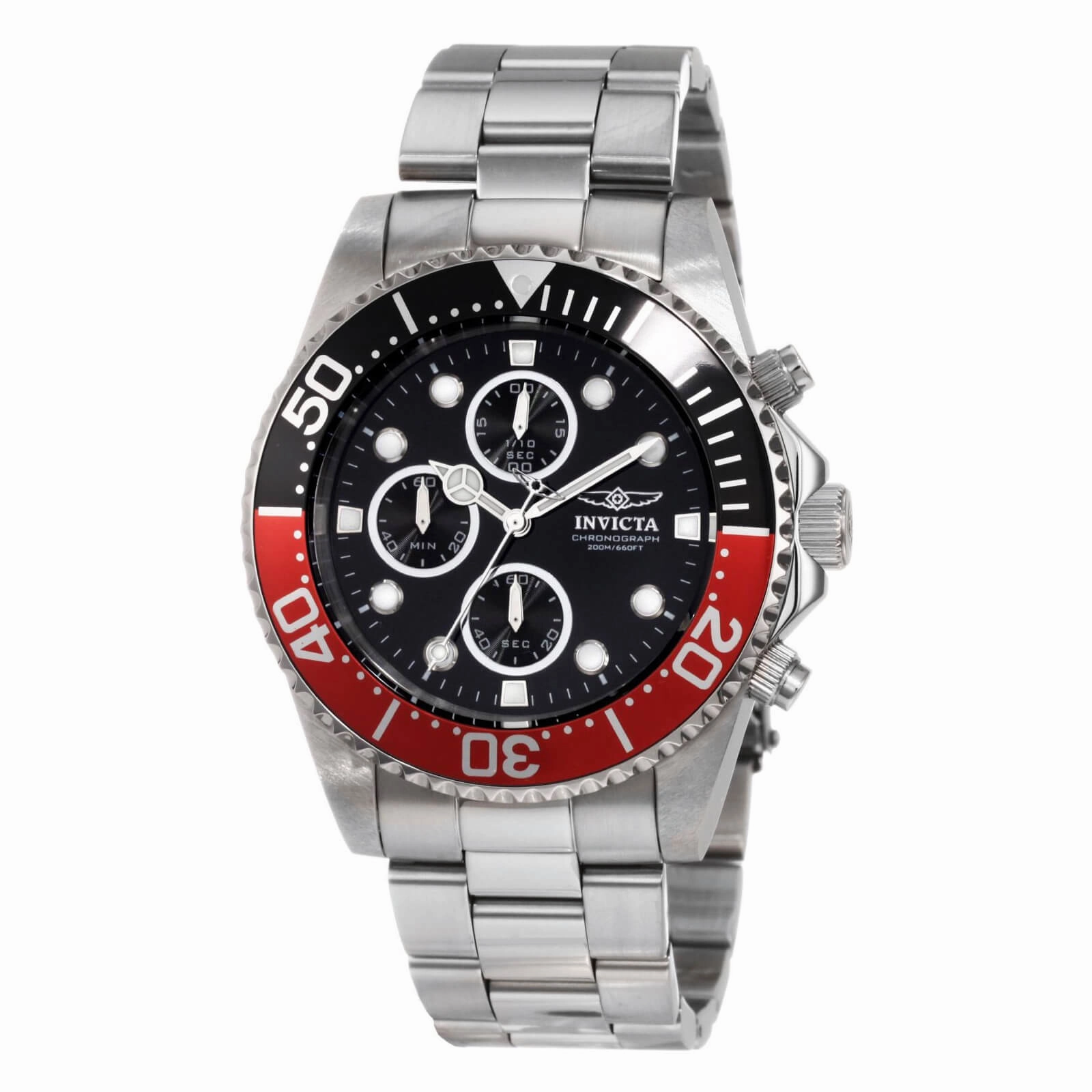 Invicta Men's Chronograph Watch - Pro Diver Black Dial Quartz Steel Bracelet | 1770