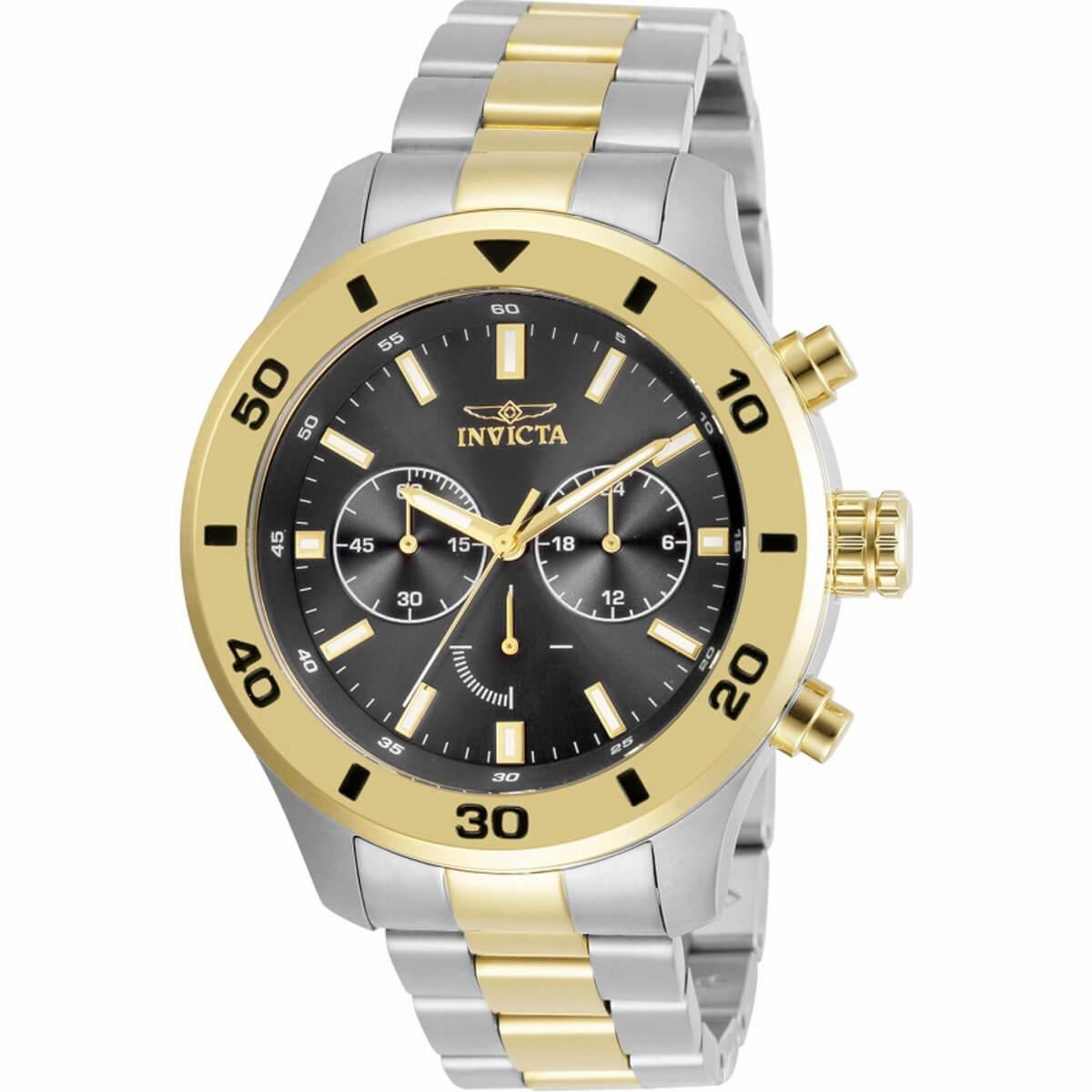Invicta Men's Chronograph Watch - Specialty Black Dial Two Tone Bracelet | 28889