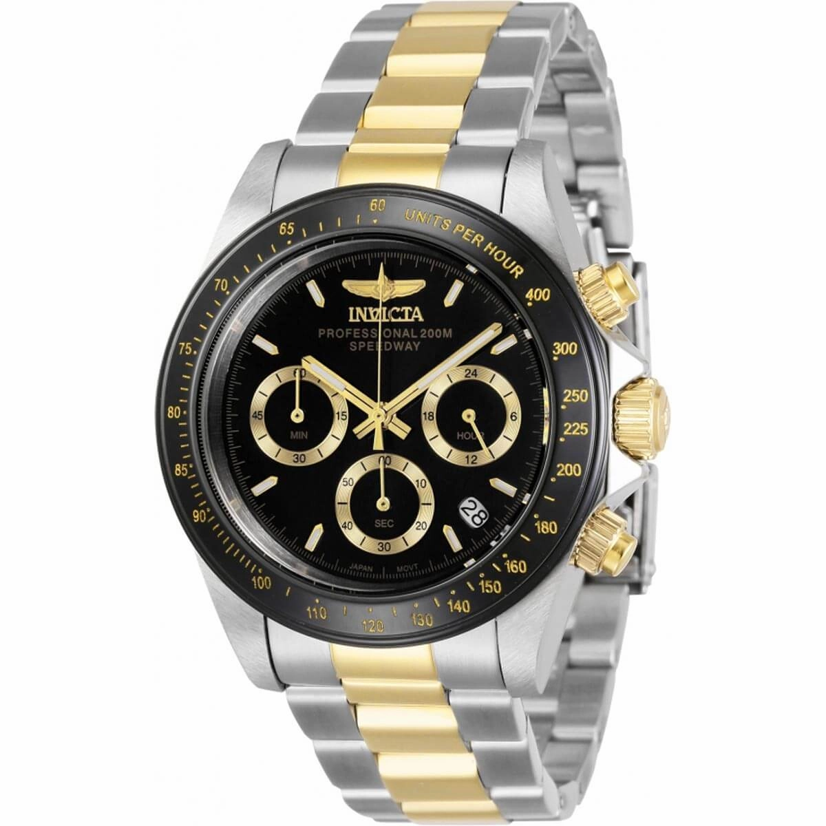 Invicta Men's Chronograph Watch - Speedway Quartz Black and Gold Dial Steel | 36743