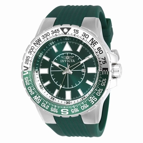 Invicta Men's Watch - Aviator Compass Green and Silver Tone Dial Rubber Strap | 21622