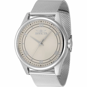 Invicta Men's Watch - Celestial Quartz Ivory Dial Silver Tone Mesh Bracelet | 48480