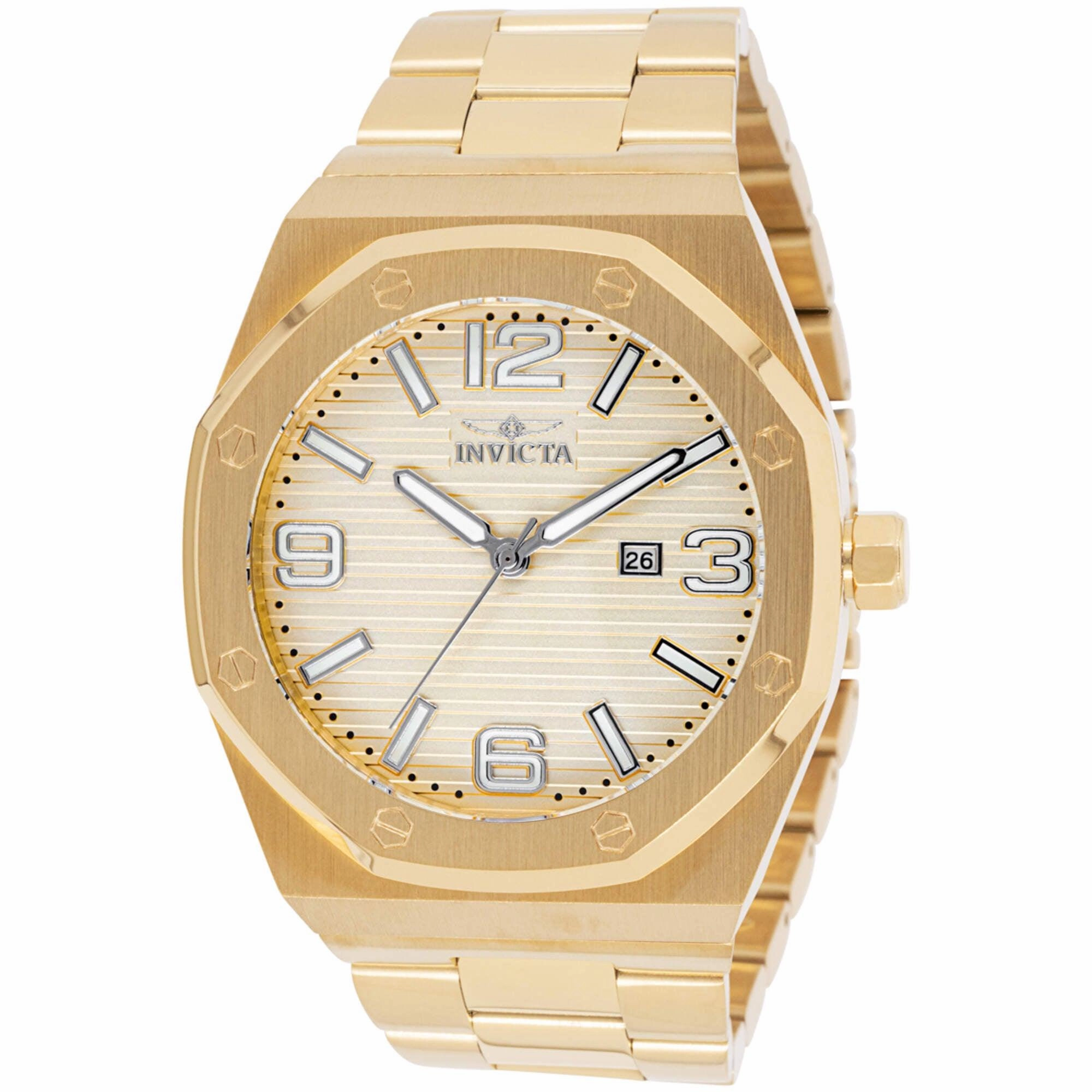 Invicta Men's Watch - Huracan Yellow Gold Plated Stainless Steel Bracelet | 45782