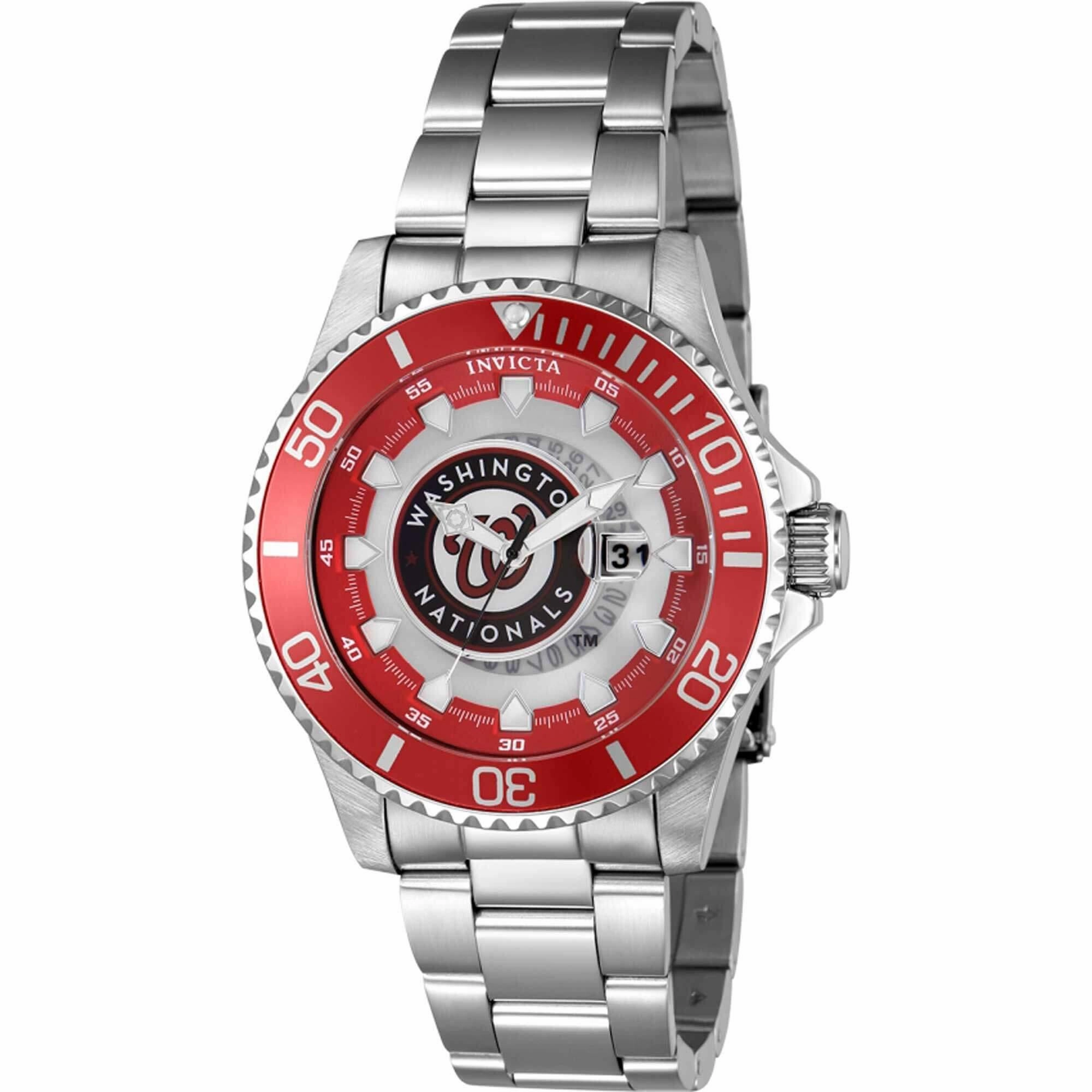 Invicta Men's Watch - MLB Washington Nationals Rotating Bezel Silver Bracelet | 43483