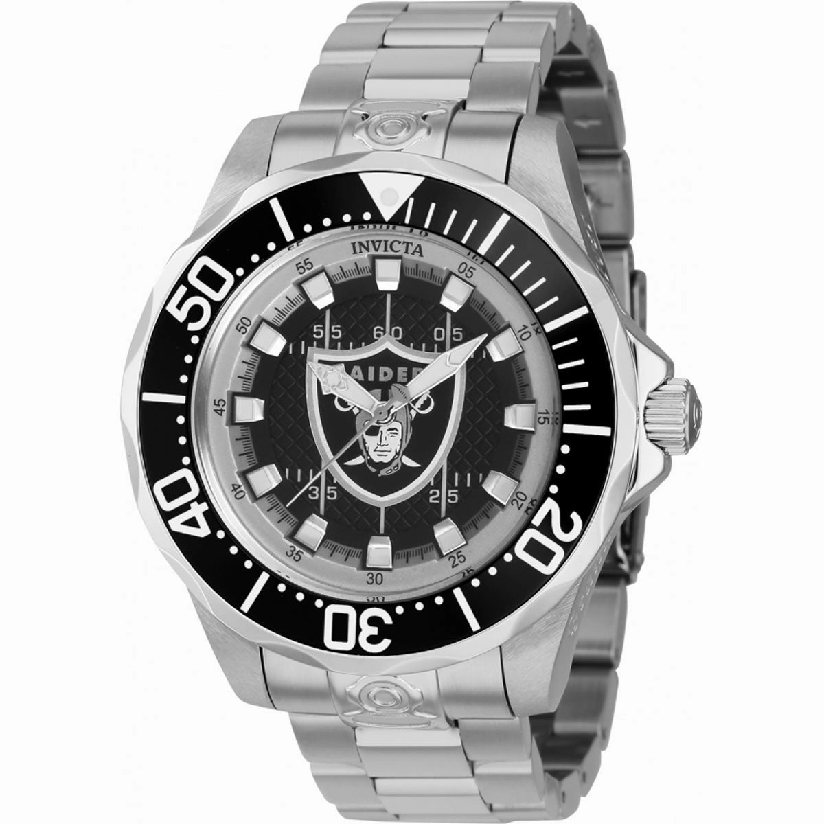 Invicta Men's Watch - NFL Las Vegas Raiders Dial Rotating Bezel SS Bracelet | 42117